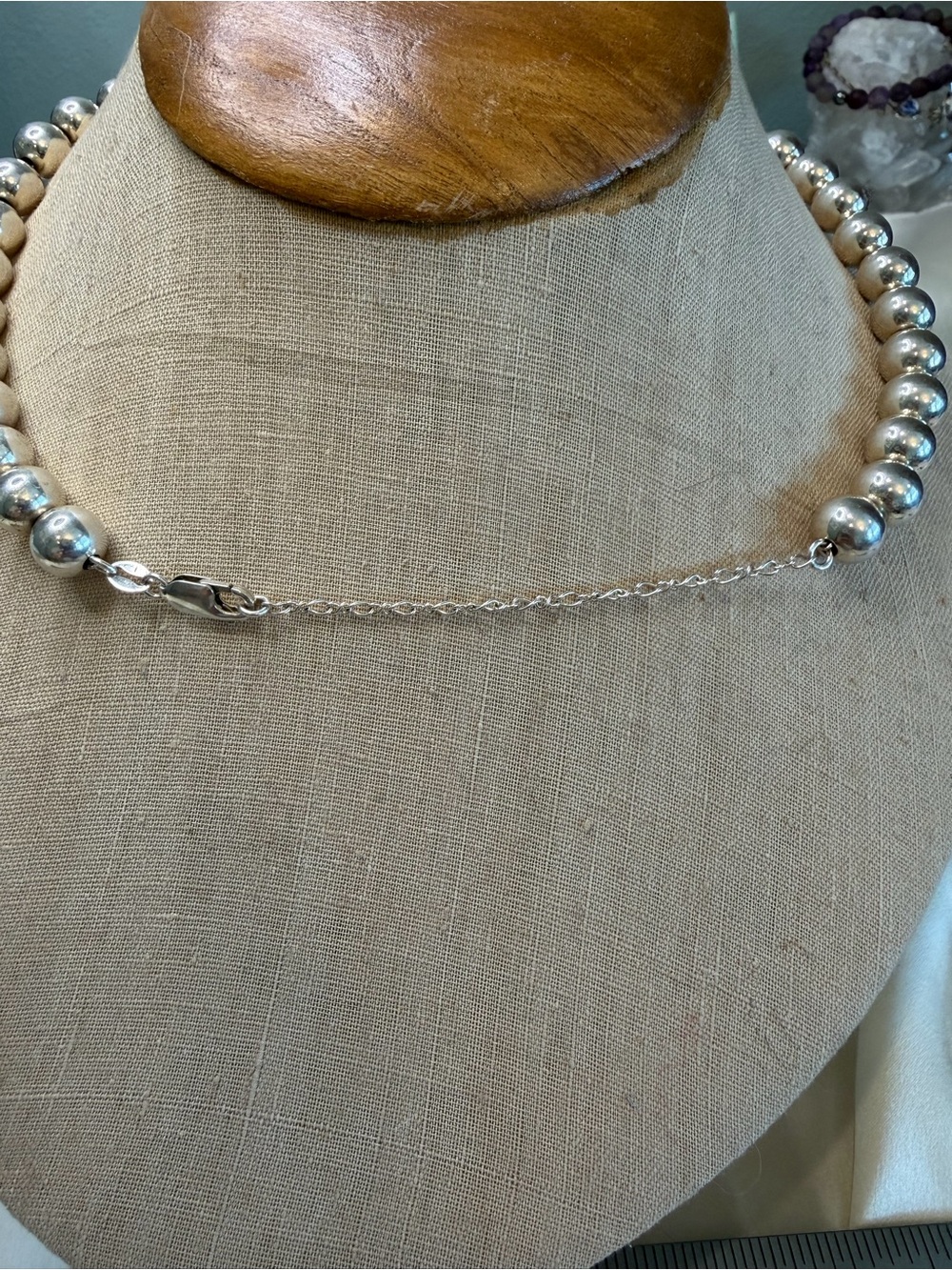 Vintage MILOR STERLING SILVER bead necklace - Picture 3 of 4